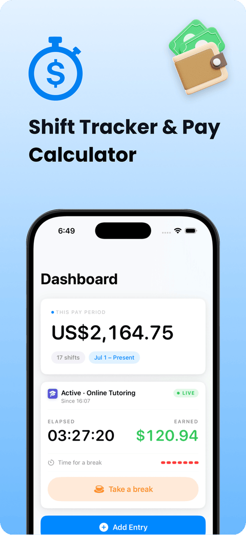 ShiftWallet app screen from its App Store listing, shown on an iPhone